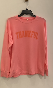 Pink Long Sleeve “Thankful” T-Shirt by Grace & Emma