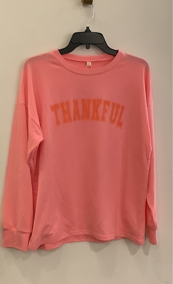 Pink Long Sleeve “Thankful” T-Shirt by Grace & Emma