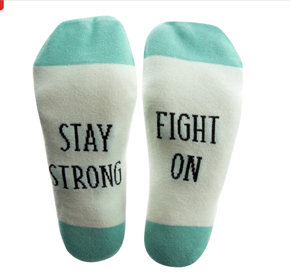 Inspirational Light Green Socks “Stay Strong Fight On”
