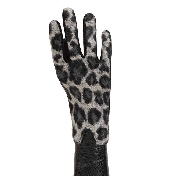 Black/Grey Animal Print Gloves by Mera Vic