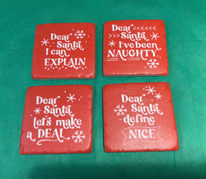 “Dear Santa” 4 pc. Coaster Set