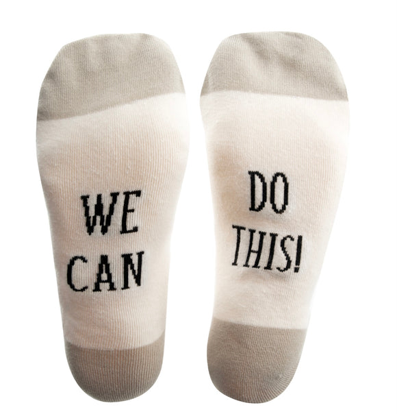Inspirational Cream Socks “We Can Do This”.