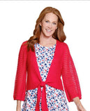 Red, Blue, White Scattered Print Sleeveless Flared Dress by Multiples. Matching Shrugs Sold Separately.