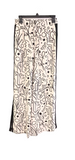 White Pull On Wide Leg Pants w/Black Side Border Trim and Black Scribble Print Design by Lior.