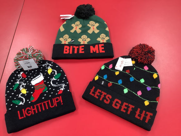 Christmas Lite Up Knit Cap- 3 Choices