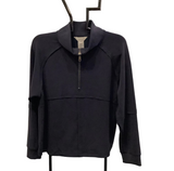 Navy Super Soft Knit, Raglan Long Sleeve, 3/4 Zipper Mock Neck Top by Multiples.