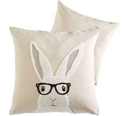 Rabbit with Glasses Pillow-Tan/Cream