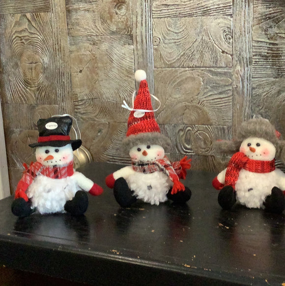 Light Up Cozy Snowman Ornaments-3 Choices.