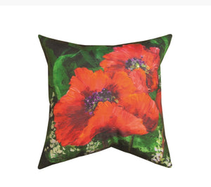 Bright Poppies 18 x 18 Pillow