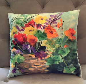 Basket of Flowers 18 x 18 Pillow