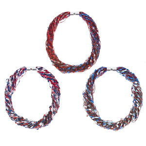 Multi-Strand Multi Colored Necklace Red/White/Blue