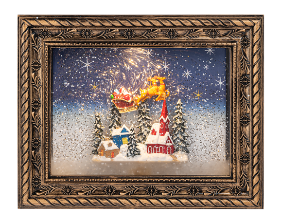 Christmas LED Framed Flying Santa Picture