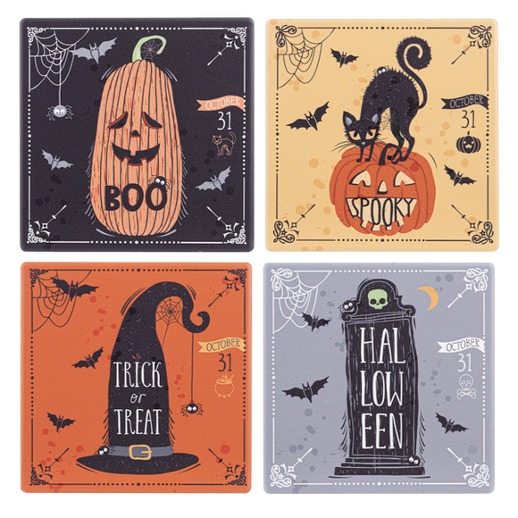 Halloween Coasters Set (4) Assorted