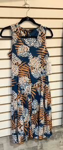 Teal/Gold Leaf Print Sleeveless Dress by Tango Mango Shop On Main Decatur Teal/Gold Leaf Print Sleeveless Dress by Tango Mango Shop On Main Decatur