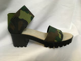 Camouflage heeled sandal