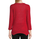 Red Scoop Neck Swing Top w/Faux Buttons by Multiples