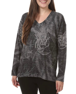 Black/Grey Line Swirls Super Soft Sweater by Nally and Milly.