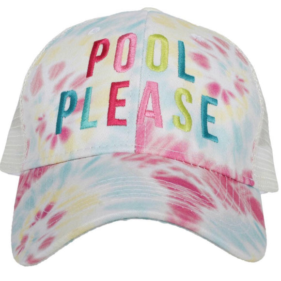 Pool Please Tie Dye Trucker hat
