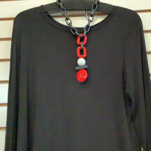 Red/Black/ White (Golf Ball) Multi Shape Necklace