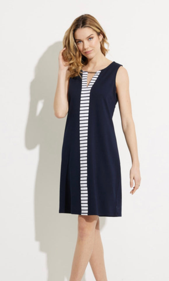 Navy and White Sleeveless Dress by Orly.