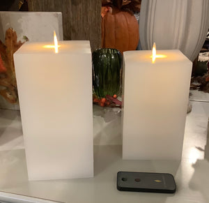 Luminary White Square Flameless Candle Set