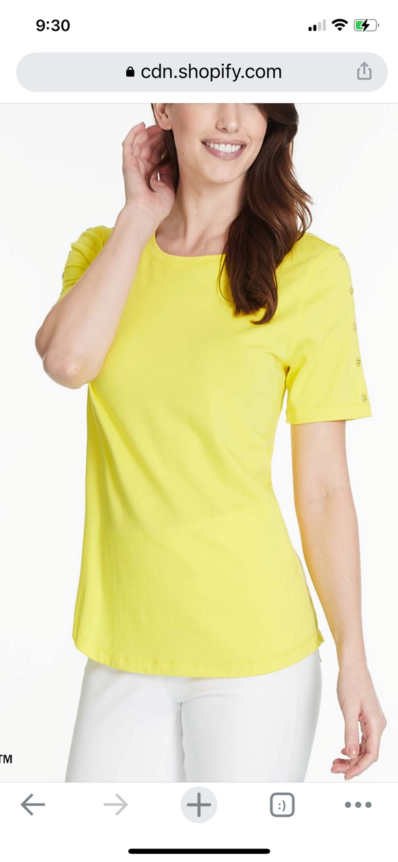 Yellow Scoop Neck, Short Sleeve Top by Multiples