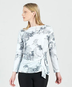 Abstract Marble Foil Knit Side Tie Waist Tunic by Clara Sun Woo