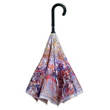 Monet Inspired Agapanthus Stick Umbrella Reverse Close
