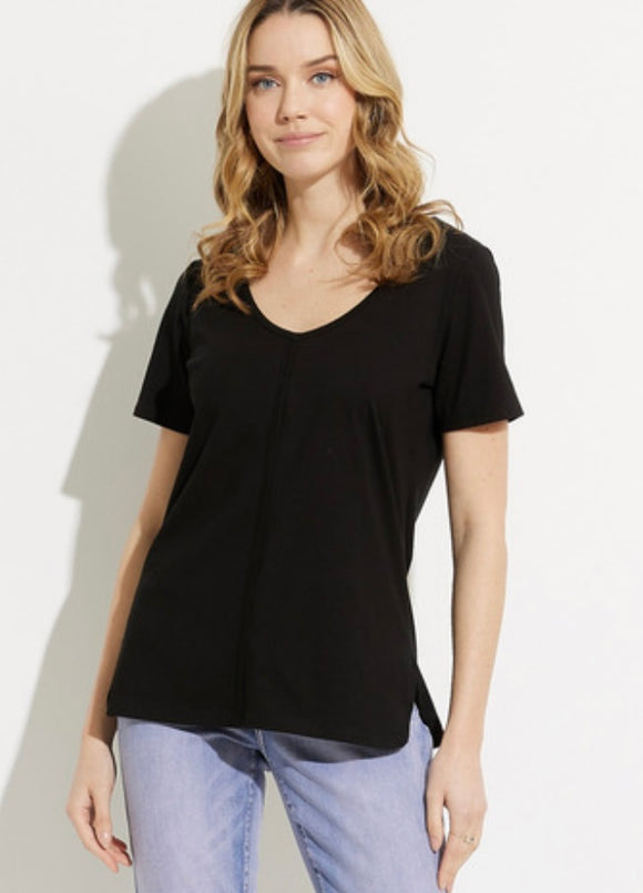 Black V-Neck Top w/ Short Sleeves by Orly.