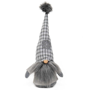 Large grey plaid gnome