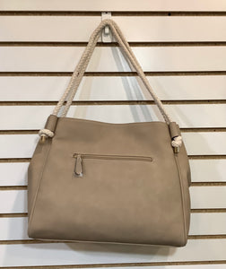 Taupe Colored Leather Purse w/ Rope Handles by Simply Noelle