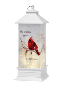 LED Light Up Bereavement Shimmer Cardinal Lantern