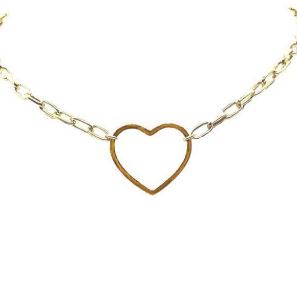 Link Chain: Plated With Gold Vermeil Heart Choker