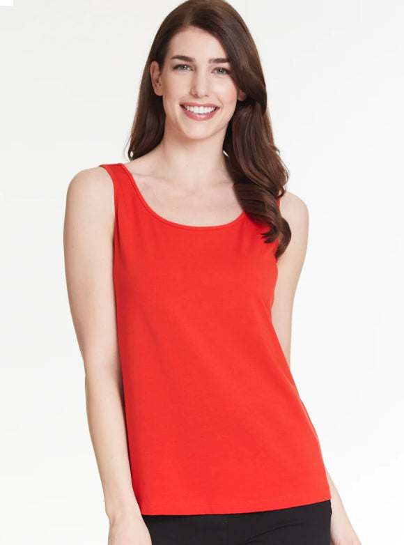 Poppy Colored Scoop Neck Sleeveless Tank Top by Multiples
