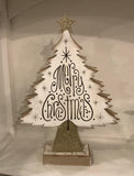 6” Plywood Carved Merry Christmas Tree