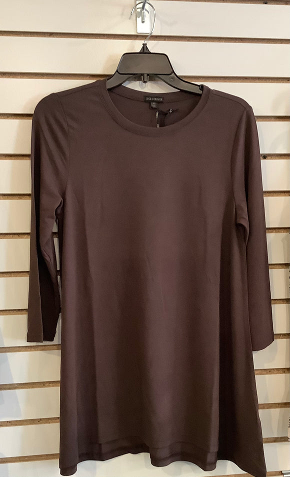 3/4 Sleeve Brown Knit Tunic by Coco + Carmen