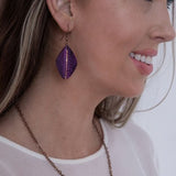 Copper Earrings - Purple Diamond