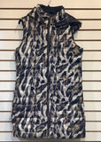 Black/Tan Animal Print Reversible Puffed Vest w/zippered Pockets by Orly