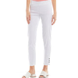 White Crop Pant w/ Button Tulip Hem by Multiples