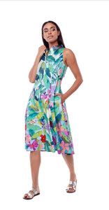 Spring Multi Colored Blue/Green Floral Dress by Claire Desjardins