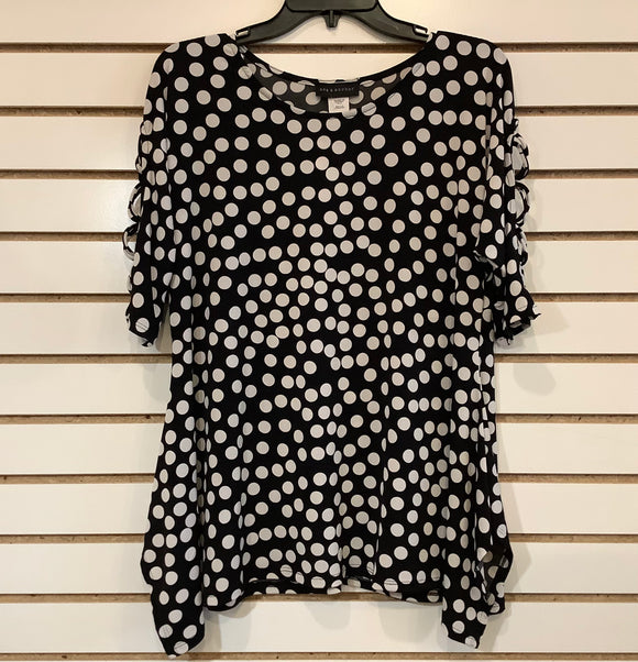Navy Tunic w/White Polka Dots and Short Sleeves by Sea and Anchor.l