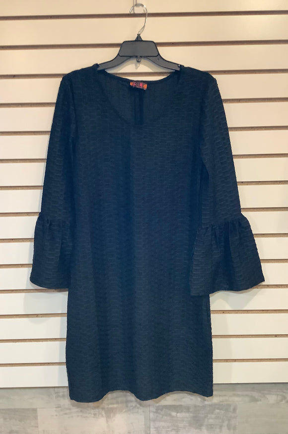 Black Knit Dress with 3/4 Bell Sleeve by ISLE
