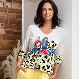 V-Neck Fashion Lady Print Sweater by Alison Sheri