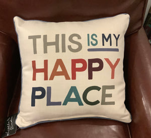 “This is My Happy Place” Rainbow Pillow 17”