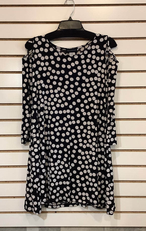 Navy Tunic w/White Polka Dots and 3/4 Sleeves by Sea and Anchor.