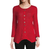 Red Scoop Neck Swing Top w/Faux Buttons by Multiples