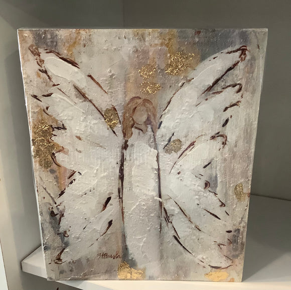 White Angel w/Gold Accents Wall Art 8” X 10”