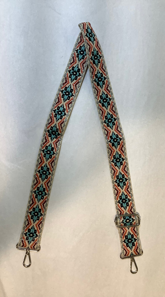 Fancy Print Strap-Orange/Blue Aztec