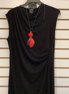 Red/Black Medallion Adjustable Black Cord Necklace