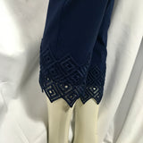 Navy Pant with Lace Cuff